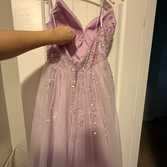 Elegant Lavender Sequin Prom Dress - Picture 6 of 12